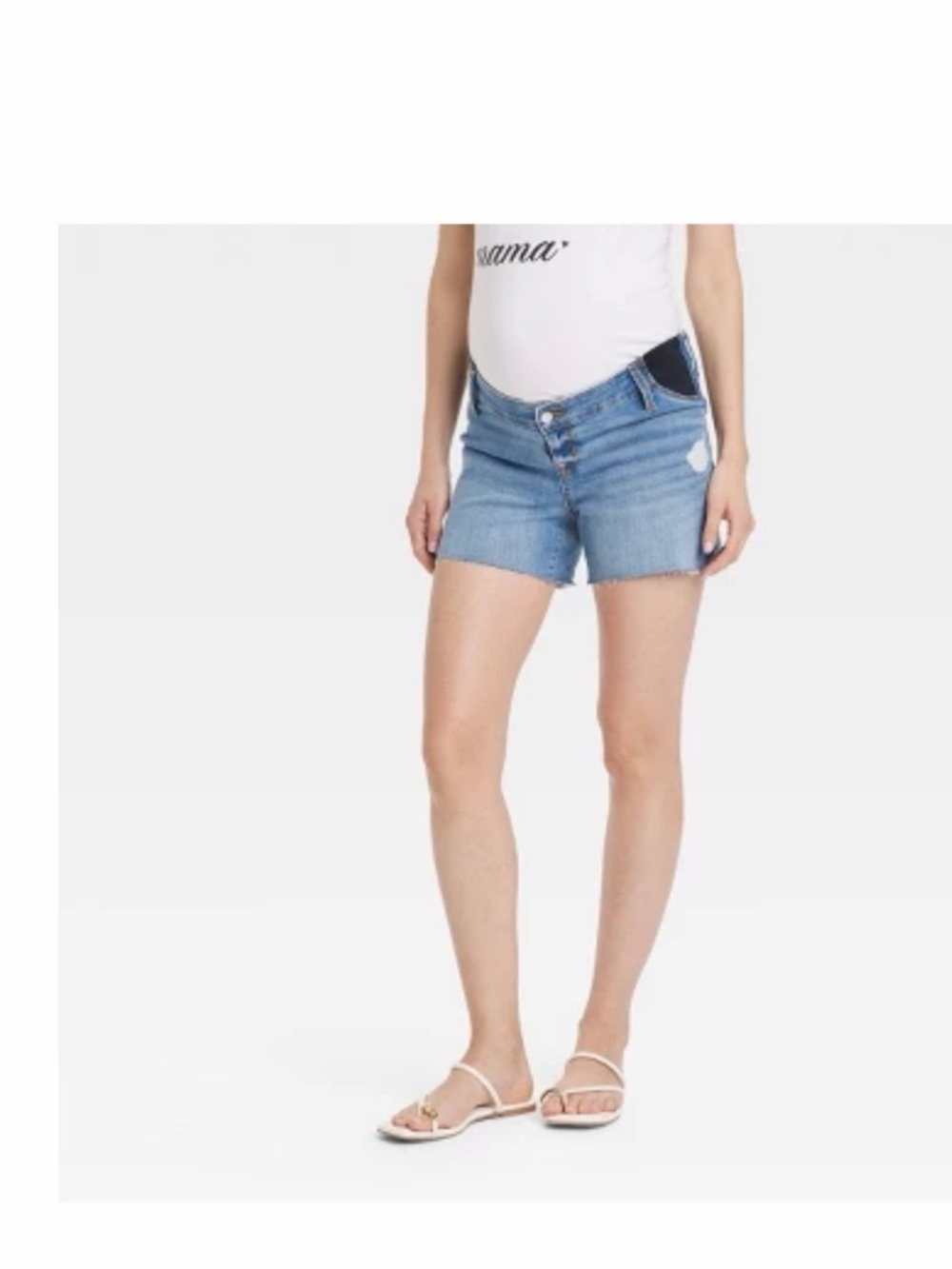 Light Blue Denim Maternity Jean Shorts with Gentle Stretch Waist